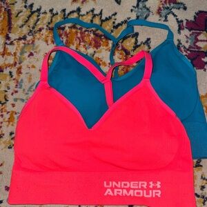 Under Armour Women's Sports Bras - Neon Pink and Teal